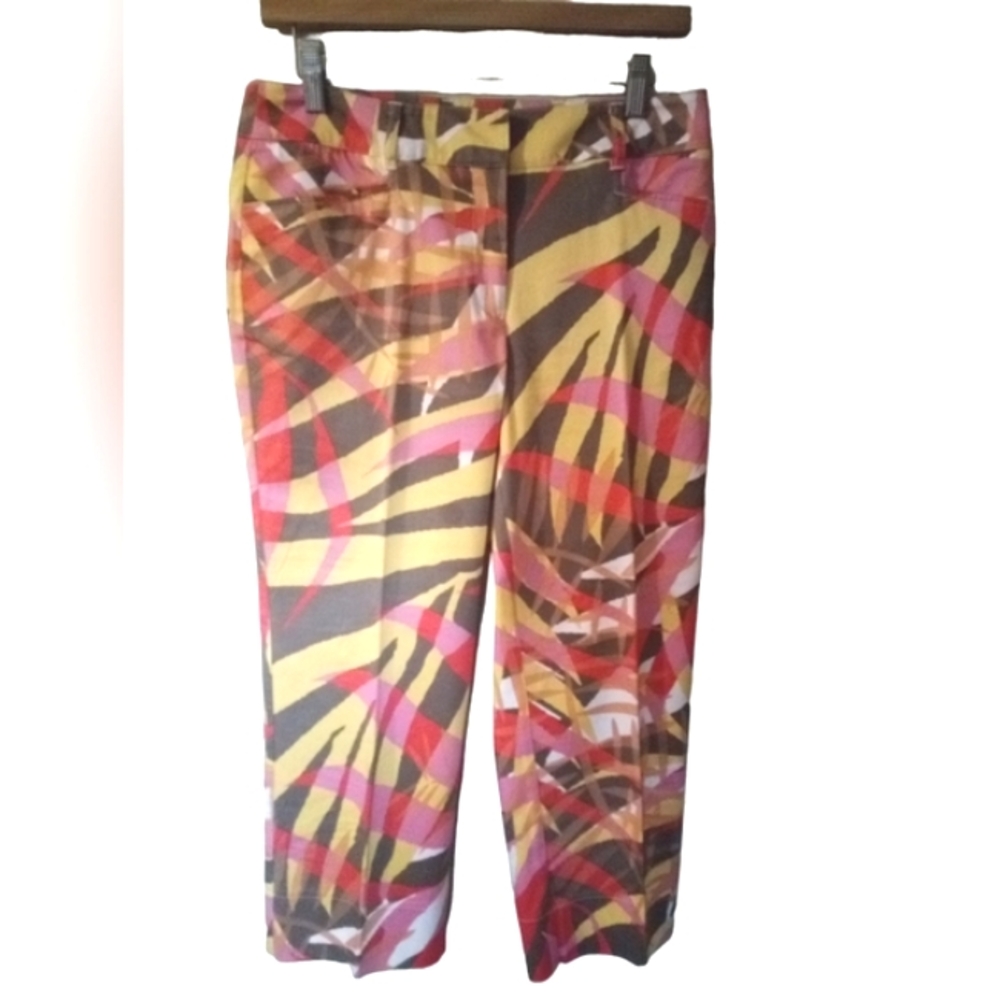 Tribal STRETCH Tropical Cropped Pants Capri's Sz 6 High Waistline EUC